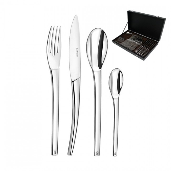 Coffret ménagère 50 pièces inox 18/10 4mm finition miroir - Neuvième Art - Couzon