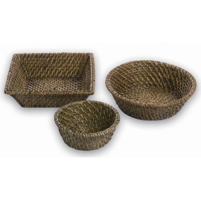 Corbeille à Pain En Rotin Synthétique - Paniers Tissés Pour Fruits, Légumes, Service - 3 Tailles - Décoration Cuisine - 3