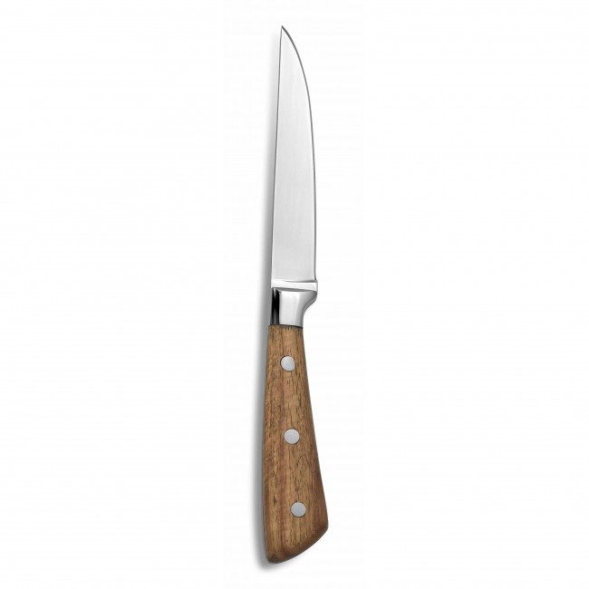 Couteau à steak manche bois en inox finition miroir 23cm - Lot de 6 - Montblanc - Comas