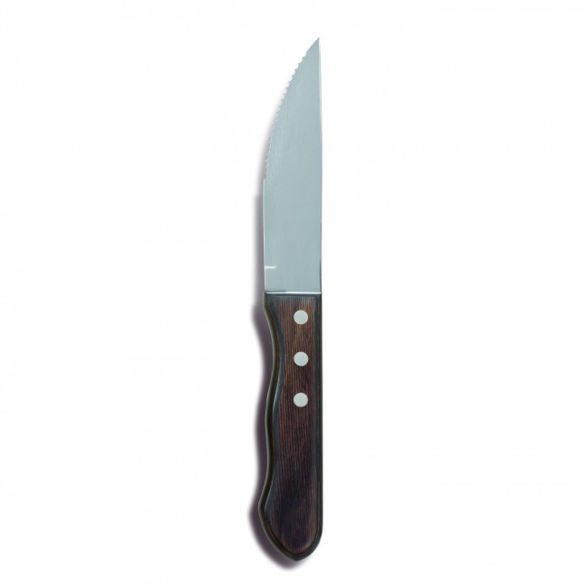 Couteau à steak manche bois en inox finition miroir 25.4cm - Lot de 6 - Churrasco - Comas