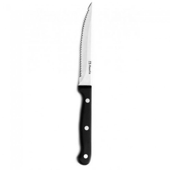 Couteau à steak manche noir en inox finition miroir 21.2cm - Lot de 12 - Eco - Comas
