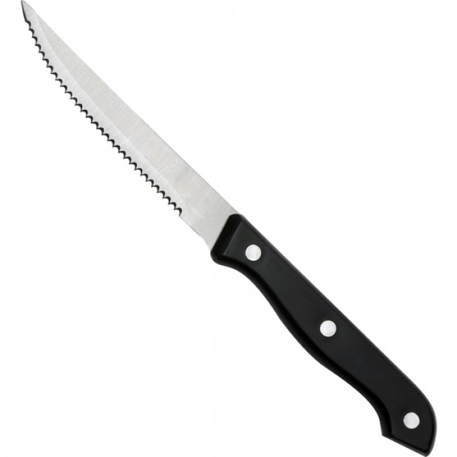 Couteau à steak manche noir en inox finition miroir 23.2cm - Lot de 12 - Eco - Comas