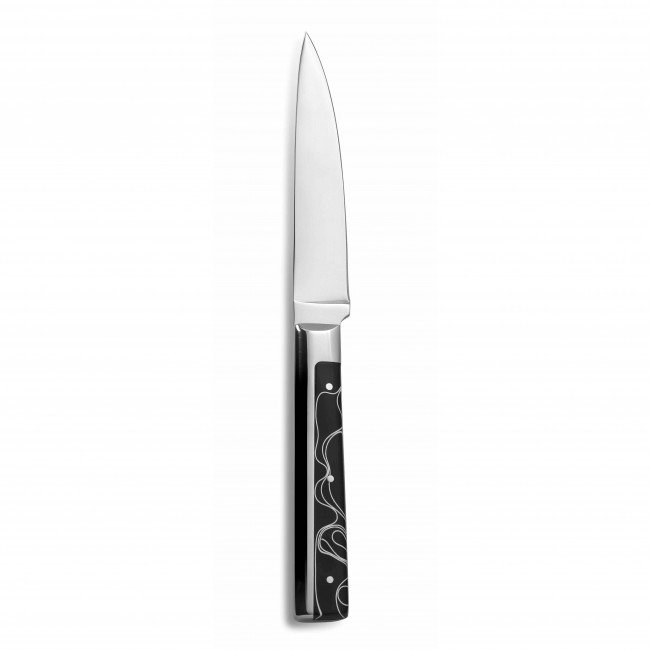 Couteau à steak manche noir en inox finition miroir 24.5cm - Lot de 6 - Kilimanjaro - Comas