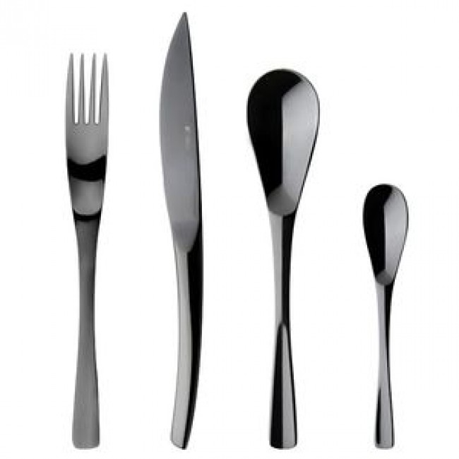 Cuillères à soupe anglaise inox noir 18/10 - Lot de 6 - XY Black Miroir - Guy Degrenne