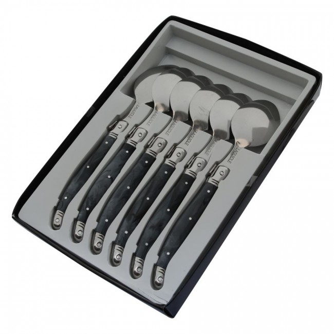 Cuillère à soupe acier inoxydable postiche gris marbré - Lot de 6 - Laguiole - Pradel Excellence 