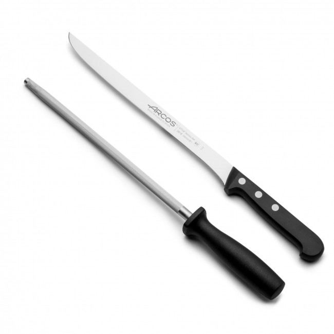Ensemble couteau à jambon et fusil - coffret cadeau - Universal - Arcos