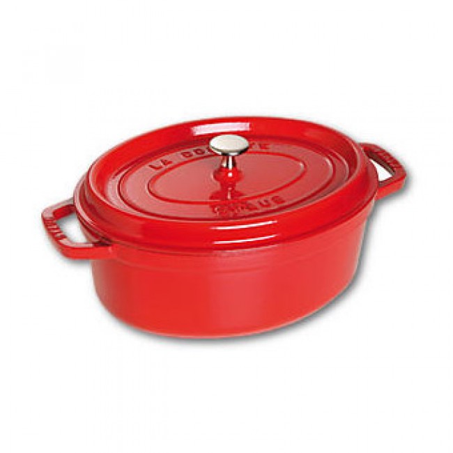Cocotte en fonte ovale 29 cm rouge cerise - Vitamines - Staub