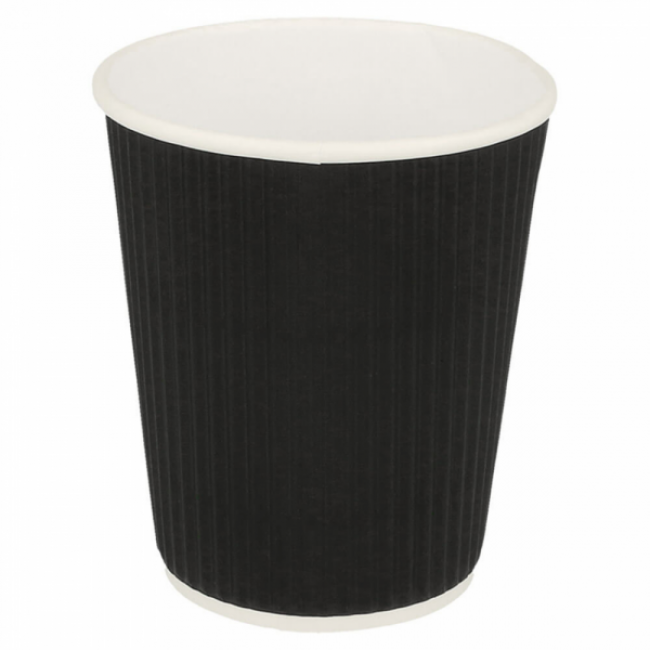 Gobelet double paroi ondulé 360 ml noir en carton boissons chaudes - Lot de 25 - Gobelet économiniques - AZ Boutique