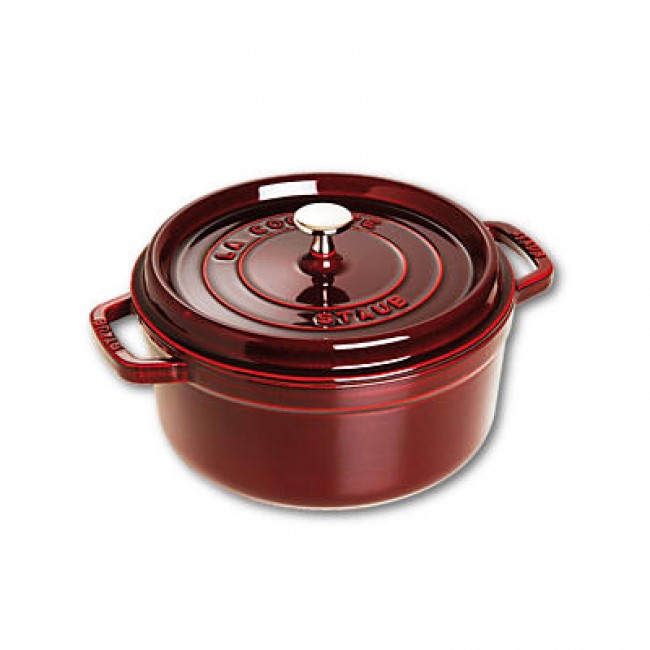 Cocotte en fonte ronde 24 cm rouge grenadine - Vitamines - Staub