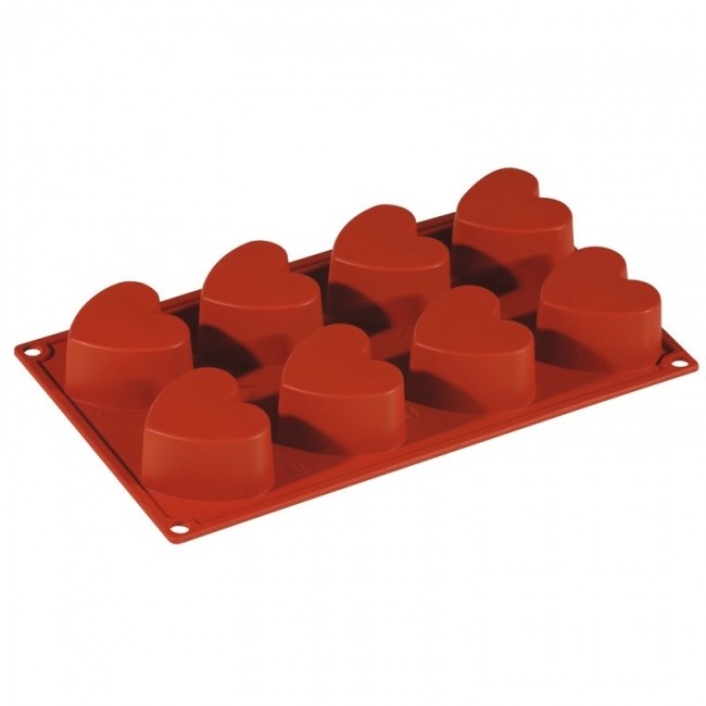 Moule flexible en silicone - 8 coeurs