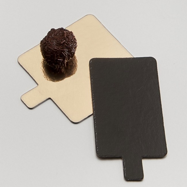 languette carree or et noire en carton pour patisserie - 8 x 8cm - carton a patisserie - az boutique