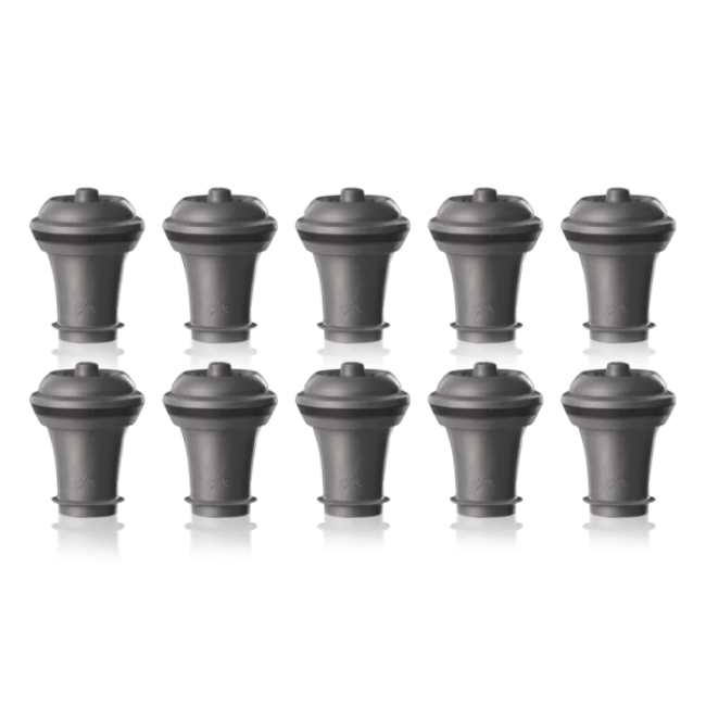 Bouchons à vin gris - Lot de 10 - Accessoires vin - Vacu Vin