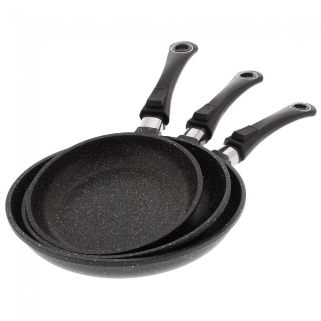 Set de 3 Poêles - Façon Pierre - 20/24/28 cm - Premium - Pradel Excellence