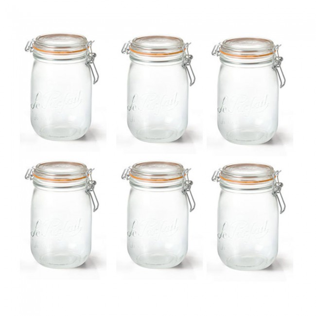 Lot de 6 bocaux en verre avec couvercle à vis - 473,6 g - Récipients pour avoine de nuit avec couvercles - Récipients de préparation des repas, bocaux Mason à large ouverture