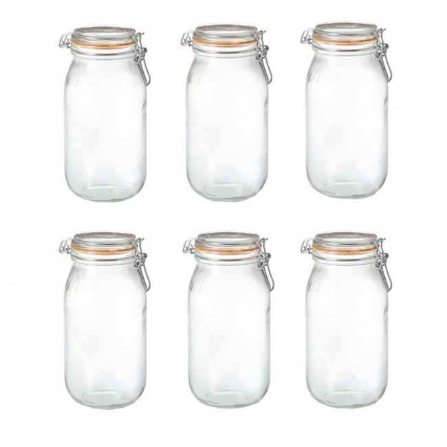 Lot de 6 bocaux hermétiques en verre 2L joint 85mm - Super - Le Parfait