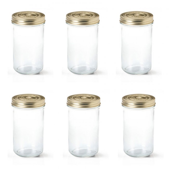 Lot de 6 terrines en verre 1000g avec couvercle à vis 110mm - Familia Wiss - Le Parfait