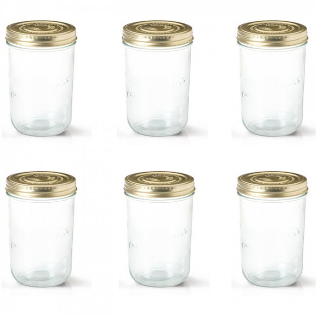 Lot de 6 terrines en verre 1500g avec couvercle à vis 110mm - Familia Wiss - Le Parfait