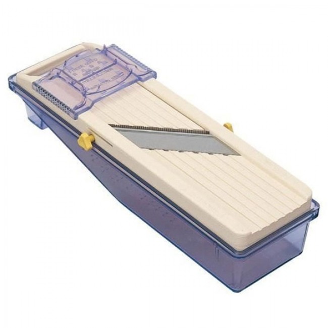 Mandoline japonaise + bac récupérateur lame inox 65 mm petit modèle plastique ABS 32 x 10 x 7 cm - BENRINER - Bron Coucke