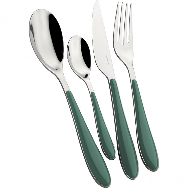 Ménagère 24 pièces acier inoxydable 18/10 - manche vert céladon ABS - Gioia - Bugatti