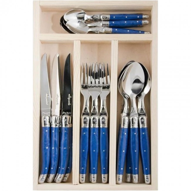 menagere-24-pieces-inox-manche-bleu-marbre-range-couverts-en-bois-laguiole-jean-dubost