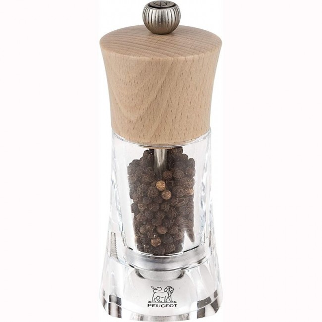 Moulin à poivre 14cm acrylique transparent et bois de hêtre couleur naturel - Oleron - Peugeot