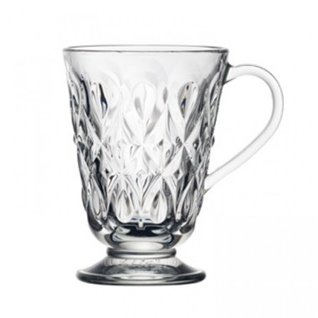 Mug à anse en verre pressé transparent 26.5 cl motif amandes - Lot de 6 - Lyonnais - La Rochère
