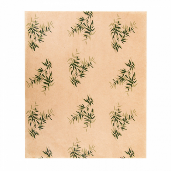 Papier emballage hamburger 28x34cm parchemin anti-graisse naturel motifs feuilles vertes - Lot de 1000 - Feel Green - AZ Boutique