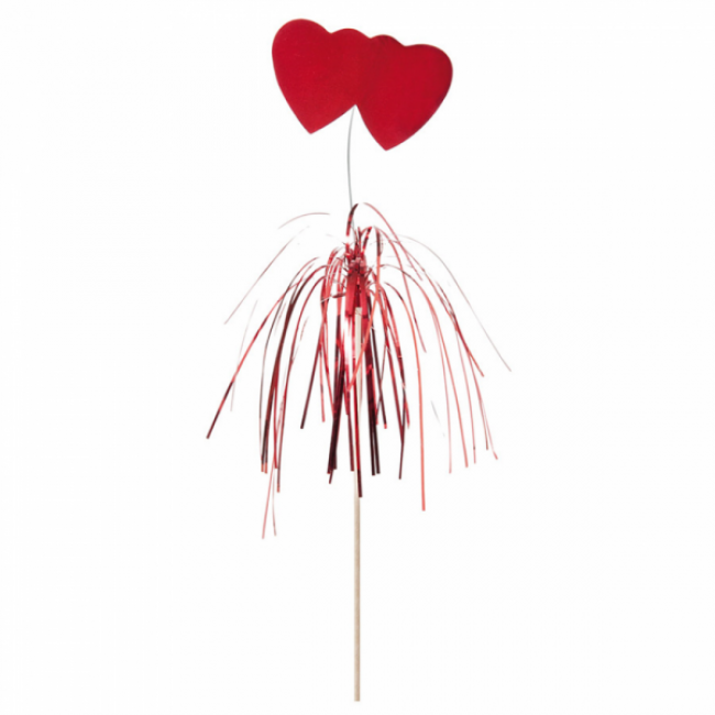 Piques décoration glaces et cocktails "coeurs rouges" 15 cm assorties bois - Lot de 100 - AZ Boutique