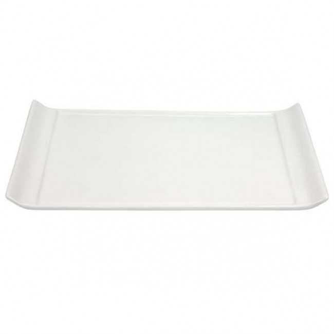 Plat à cake rectangulaire blanc 30x15,5cm en porcelaine - lot de 4 - Ania - Cosy & Trendy