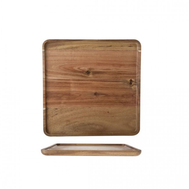Plateau de service carre en bois acacia 26 x 26 x 1,6 cm - senegal - cosy & trendy