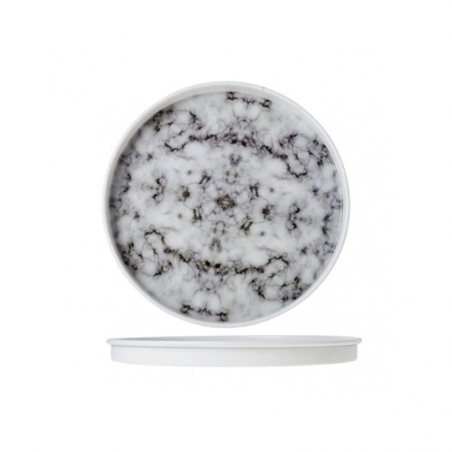 Plateau de service rond métal 30 cm - motif marbre - Bar - Cosy & Trendy