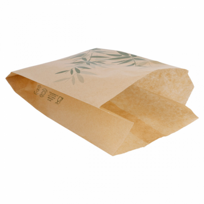 Pochette burger 34g/m² 12x7x18cm parchemin anti-graisse naturel motifs feuilles vertes - Lot de 500 - Feel Green - AZ Boutique