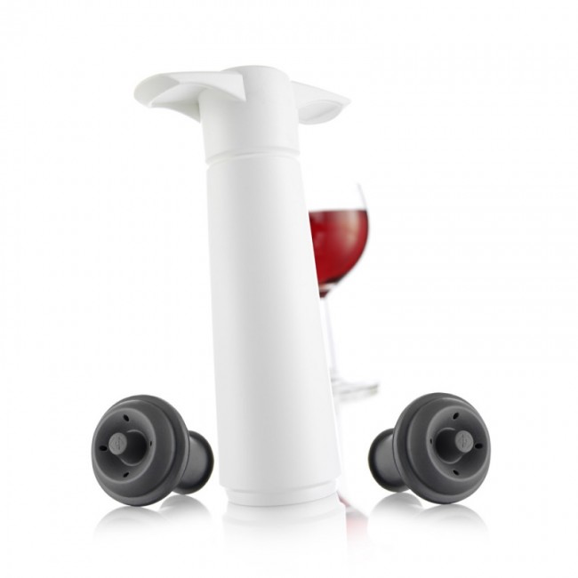 Coffret pompe à vide blanche + 2 bouchons - Accessoires vin - Vacu Vin