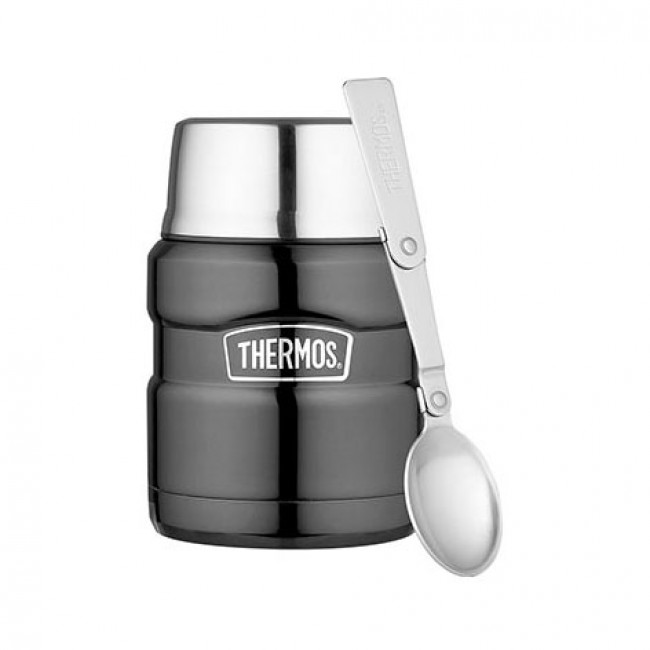 Porte aliment isotherme avec cuillière 47cl gris - King - Thermos