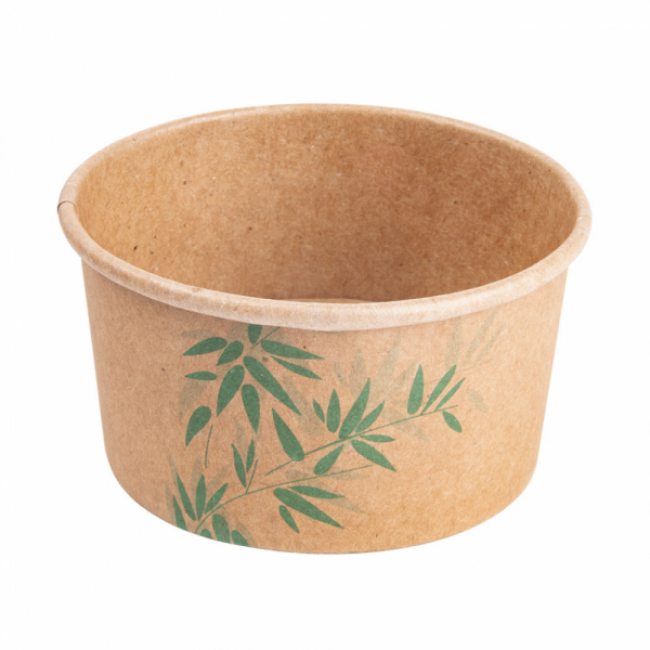 Pot à glace 160ml marron motif feuilles vertes - Lot de 2000 - Feel Green - AZ Boutique