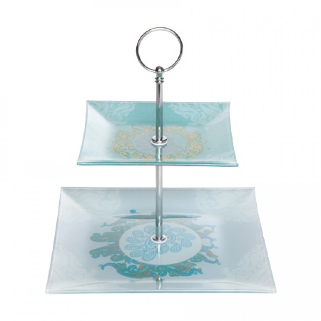 presentoir gateaux 2 niveaux 14,5x21,5cm en porcelaine hauteur 22cm buffet cosy & trendy