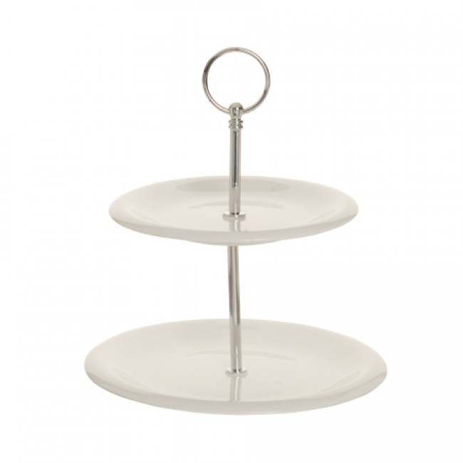 presentoir gateaux 2 niveaux 17x21cm en porcelaine hauteur 24cm buffet cosy & trendy
