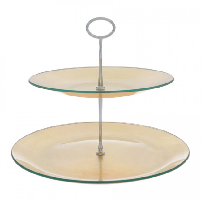presentoir gateaux 2 niveaux gold 25X31cm hauteur 25cm buffet cosy trendy