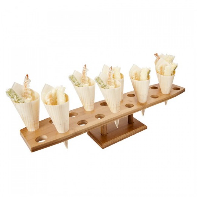 Présentoir sur pied en bambou 50 x 14,7 x 8,4 cm pour 20 cônes - AZ Boutique