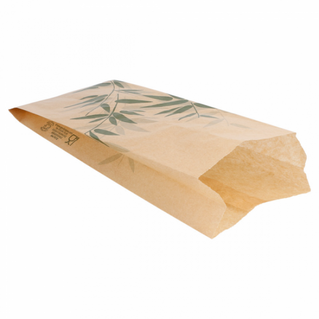 Sac à sandwich 34g/m² 9x4x22cm parchemin anti-graisse naturel motifs feuilles vertes - Lot de 500 - Feel Green - AZ Boutique