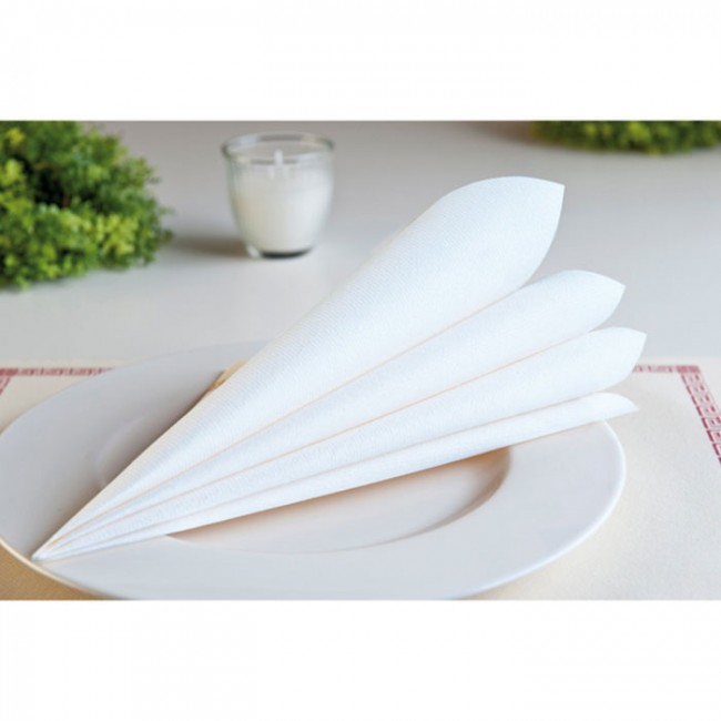 Serviette blanche en papier voie sèche 45 x 45cm - Lot de 50 - Serviettes jetables - AZ boutique