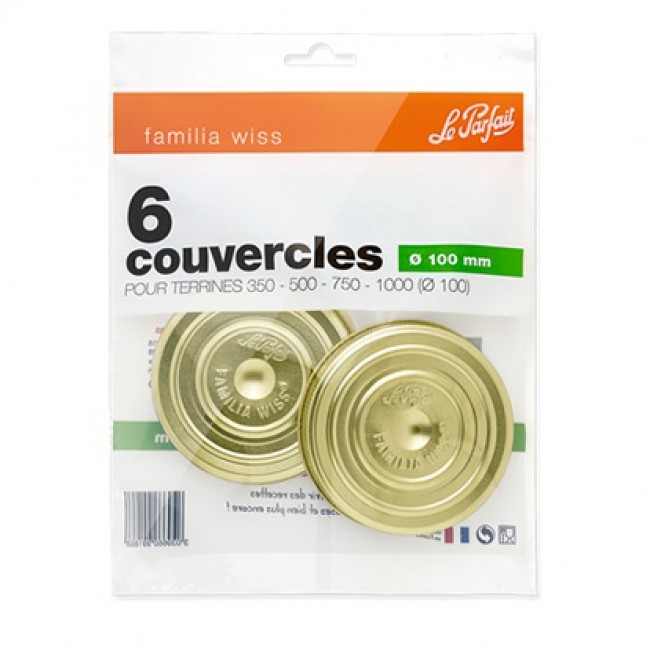 Set de 6 couvercles 100mm pour terrine - familia wiss - le parfait