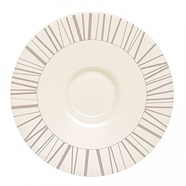 Sous-tasse a dejeuner ronde 16cm beige en zenix avec motifs baguette taupe - Intensity - Arcoroc