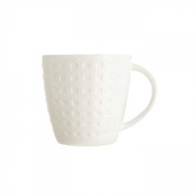 Tasse à café 10cl avec anse en porcelaine blanche reliefs géométriques mini-carrés - Satinique - Chef & Sommelier