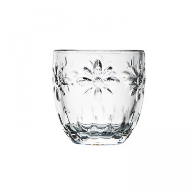 Tasse expresso en verre pressé transparent 10 cl motif fleurs - Lot de 6 - Troquet - La Rochère