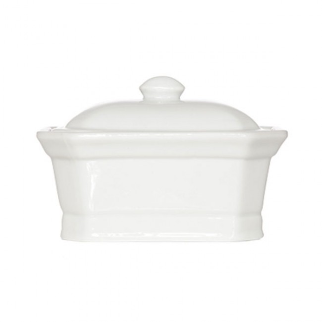 Terrine pâté rectangulaire avec couvercle blanche 13x10cm en porcelaine - Cosy and Trendy