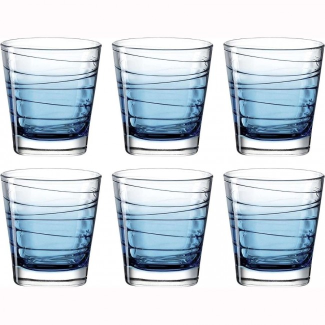 Verre à eau forme basse motifs rayures bleu 25cl - Lot de 6 - Vario Struttura - Leonardo 