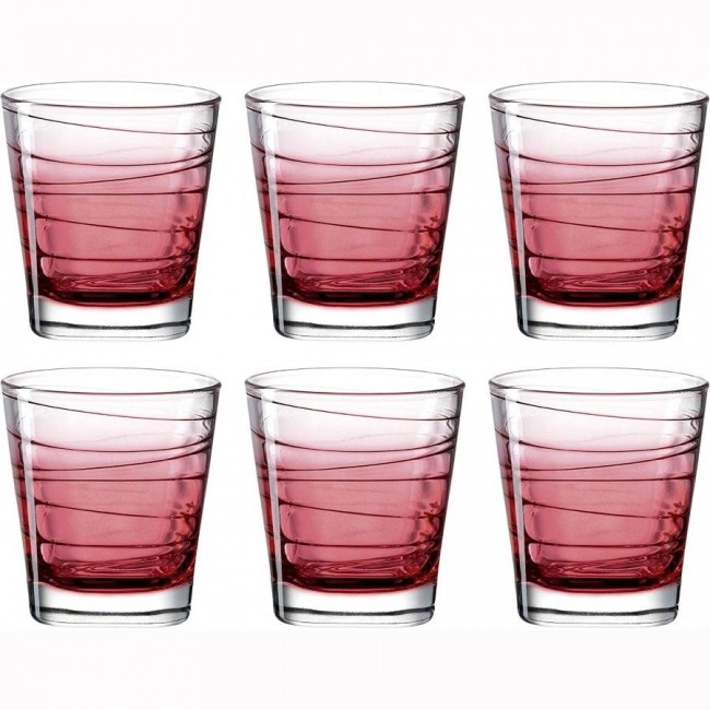 Verre à eau forme basse motifs rayures rouge 25cl - Lot de 6 - Vario Struttura - Leonardo 