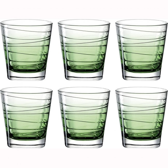 Verre à eau forme basse motifs rayures vert 25cl - Vario Struttura - Leonardo