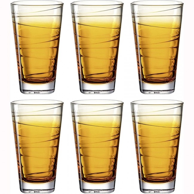 Verre à eau forme haute motifs rayures orange 28cl - Vario Struttura - Leonardo